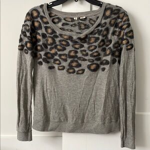 Gray Leopard Print Sweater